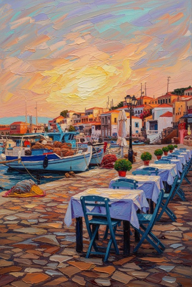 Evening Cafe by the Aegean
