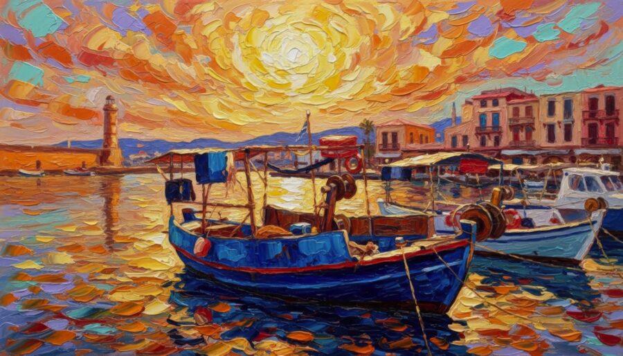 Flames of Evening Over the Marina