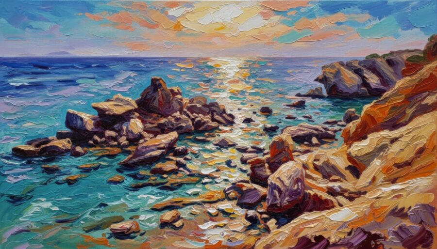 Golden Tide Among the Rocks