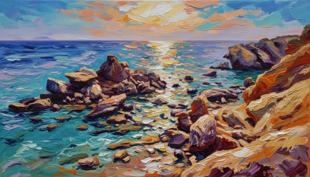 Golden Tide Among the Rocks