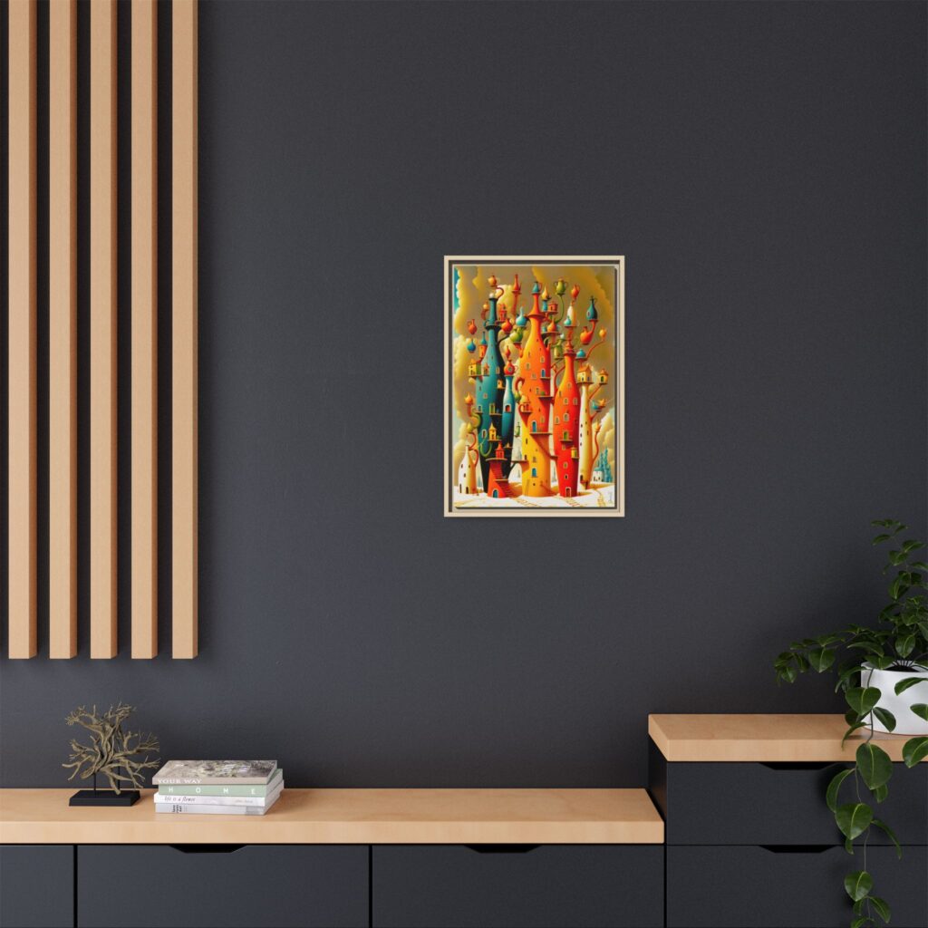 Connections – Surreal Colorful Castle Matte Canvas Print — Framed Fantasy Wall Art