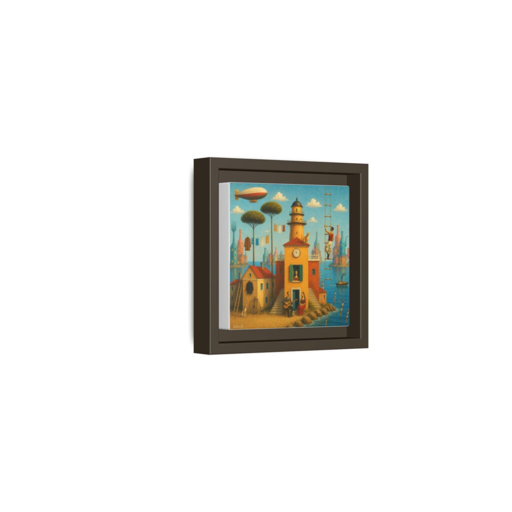 Surreal Coastal Lighthouse Matte Framed Canvas Print