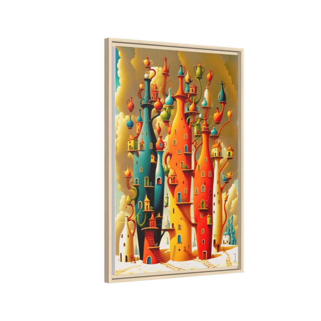 Connections – Surreal Colorful Castle Matte Canvas Print — Framed Fantasy Wall Art