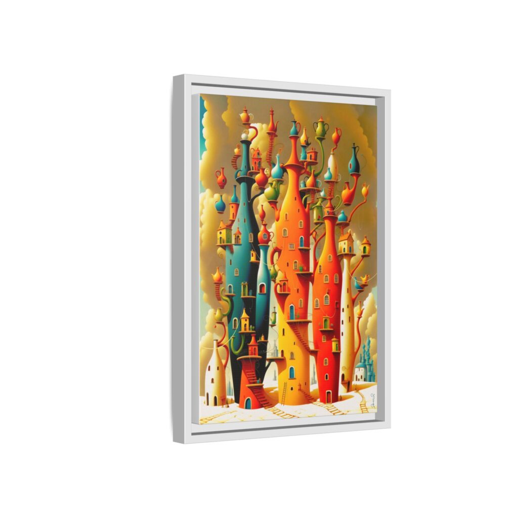 Connections – Surreal Colorful Castle Matte Canvas Print — Framed Fantasy Wall Art