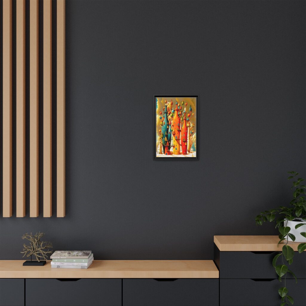 Connections – Surreal Colorful Castle Matte Canvas Print — Framed Fantasy Wall Art