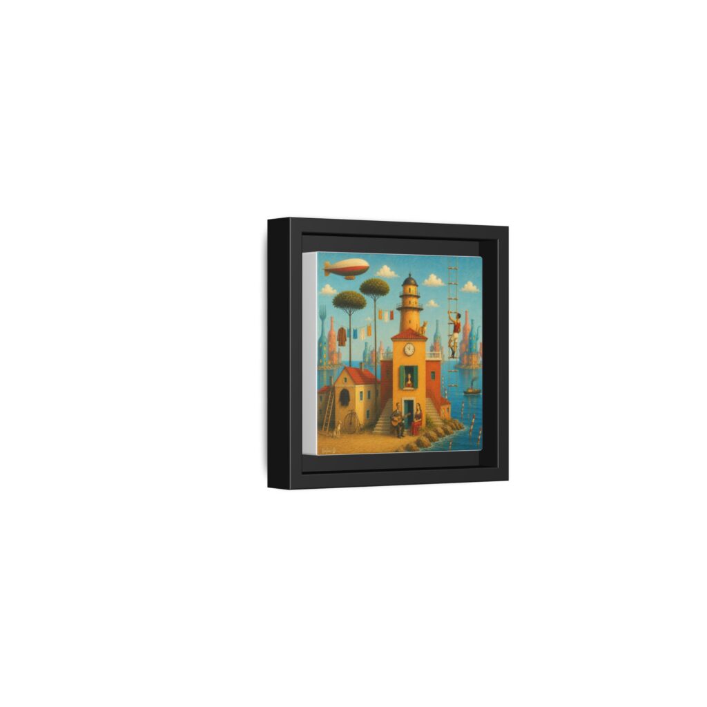 Surreal Coastal Lighthouse Matte Framed Canvas Print
