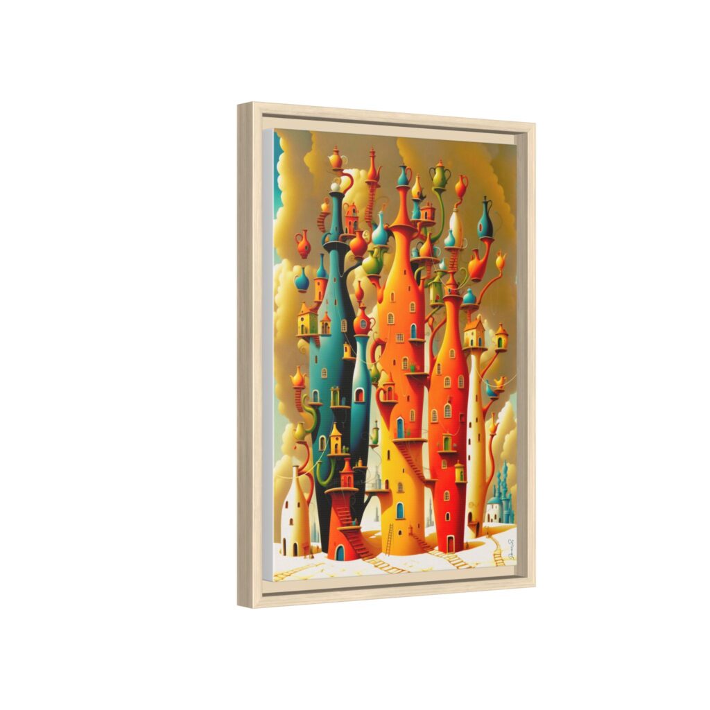 Connections – Surreal Colorful Castle Matte Canvas Print — Framed Fantasy Wall Art