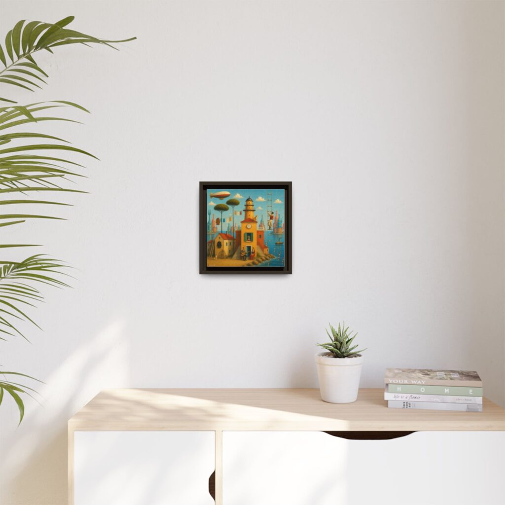 Surreal Coastal Lighthouse Matte Framed Canvas Print