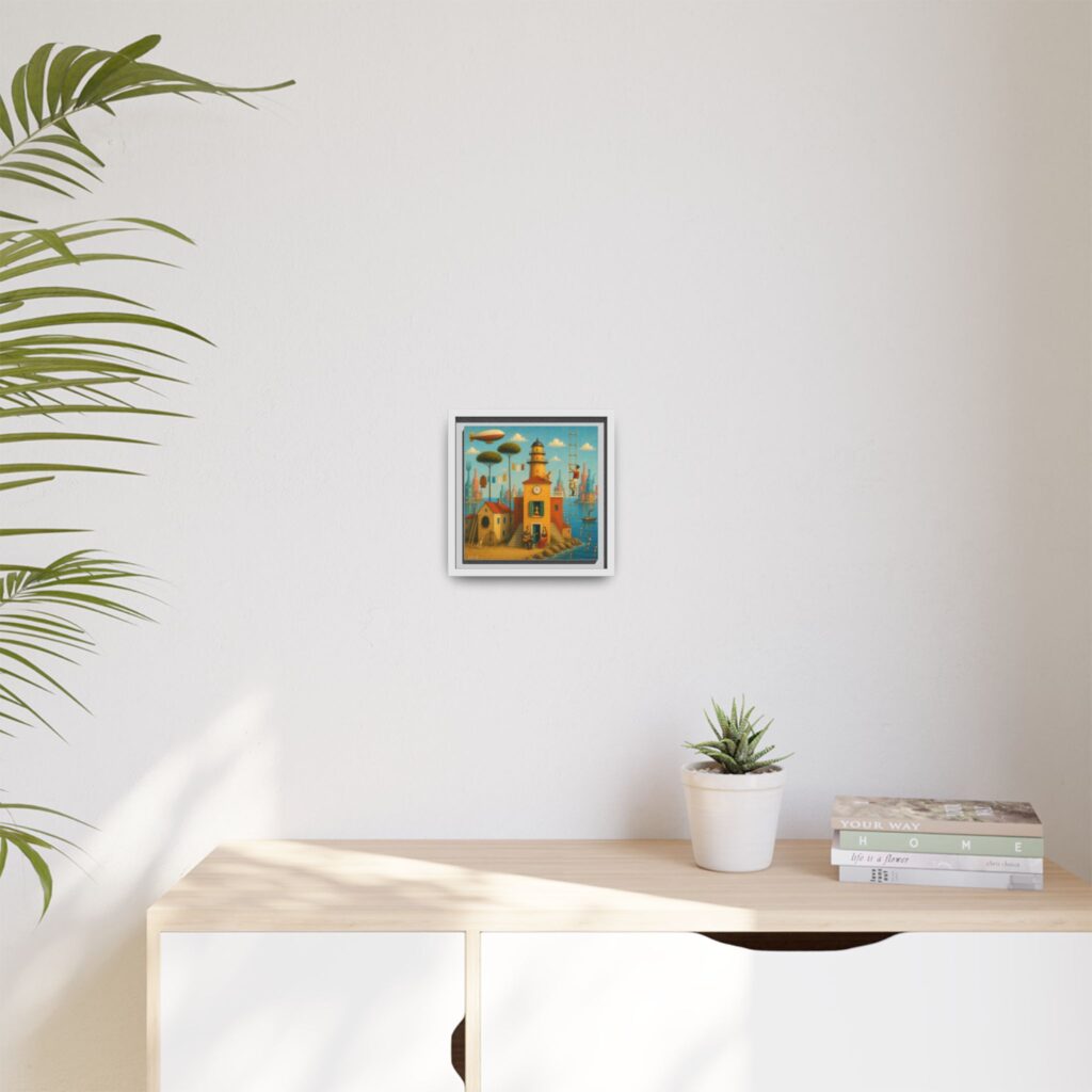 Surreal Coastal Lighthouse Matte Framed Canvas Print